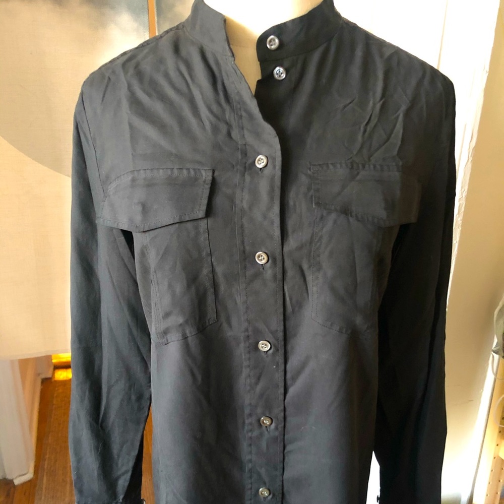 J Crew black silk blouse
